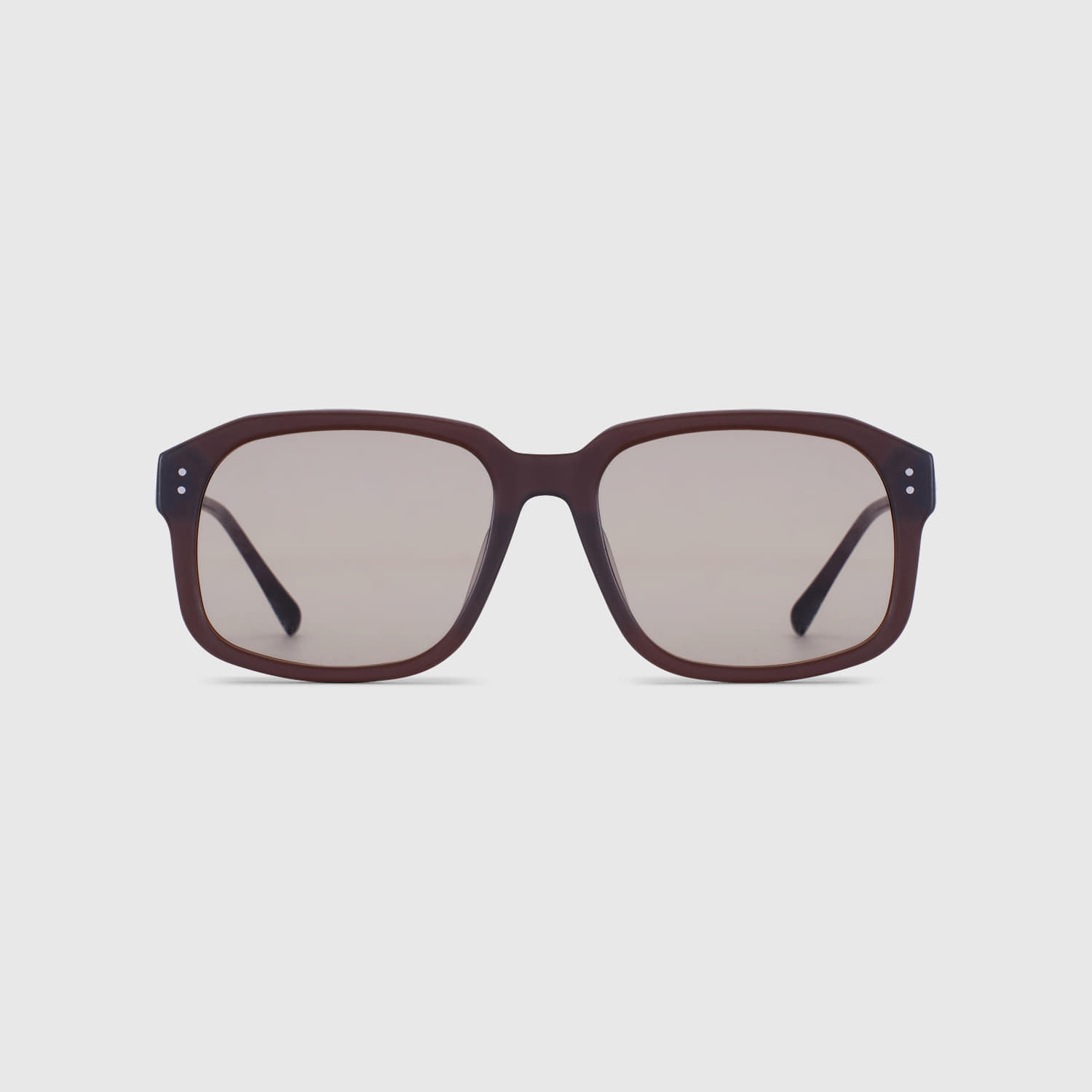 Blue Elephant KUNA S statement sunglasses in matte brown, oversized angular frame with warm taupe lenses